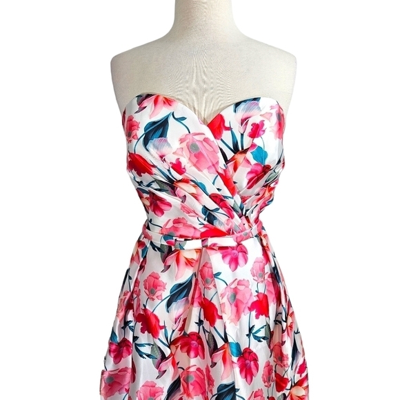 Alyce Paris Pink Floral A-Line Strapless Dress 3709 - Picture 2 of 5